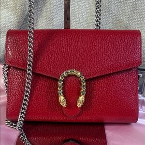Authentic Gucci Red Dionysus Crystal Crossbody Bag with COA - Excellent!